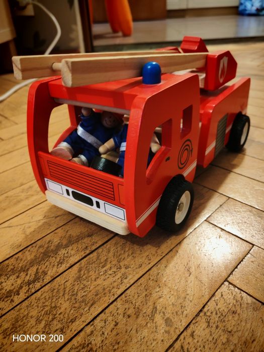 Mașinuța pompieri lemn copii