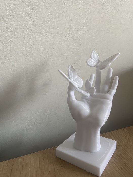 Decor mână cu fluturi 3D - Alb