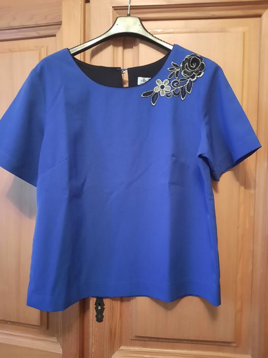 Frumoasa bluza dama albastra cu broderie mărimea XL