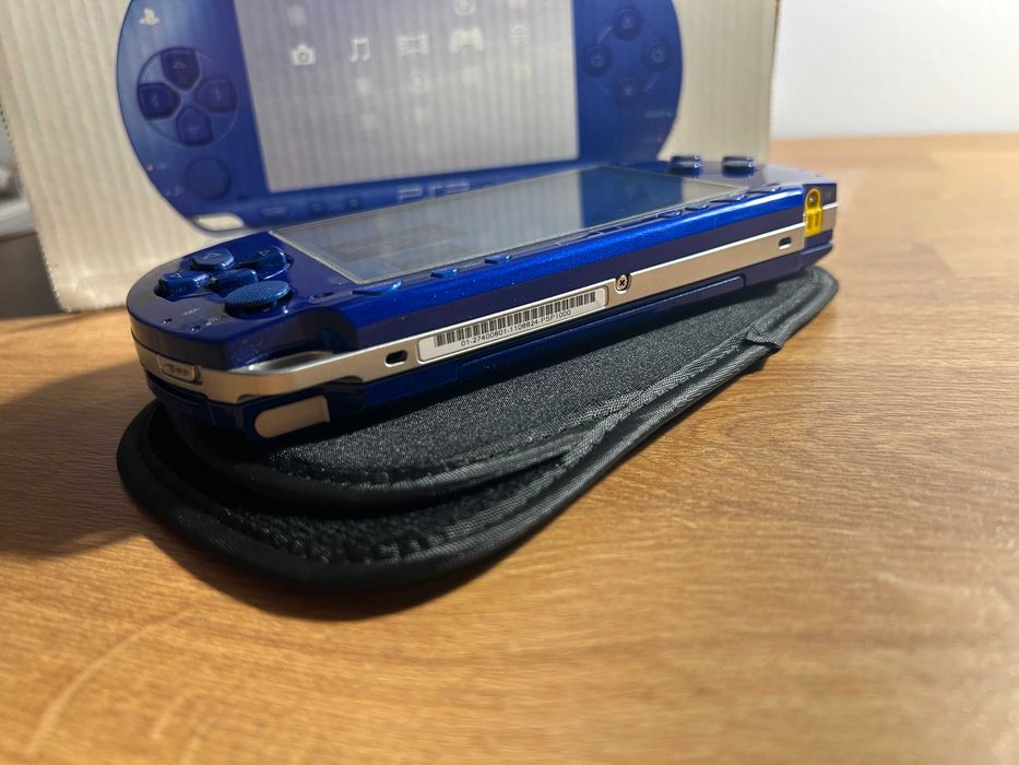 PSP 1000 Metallic Blue modată, cutie originală — gata de joc | Japonia