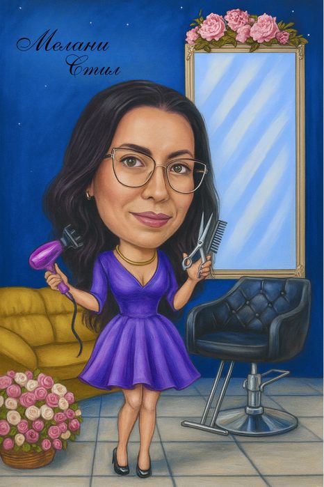 Карикатура! До 24h от 30лв!+ПОДАРЪК персонализирана картичка !