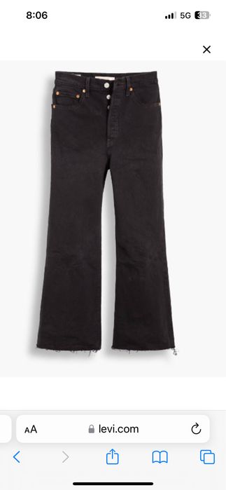 Дънки Levi’s 28 - висока талия, черни, RIBCAGE CROPPED FLARE