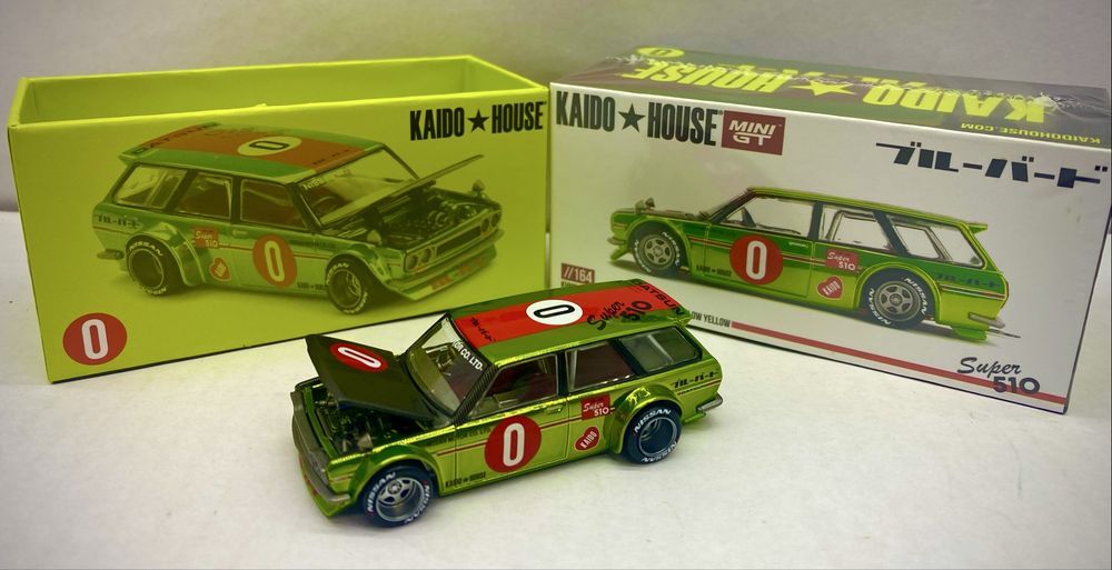 KAIDO HOUSE DATSUN Wagon Kaido 510 machetă auto scara 1:64 Flow Yellow
