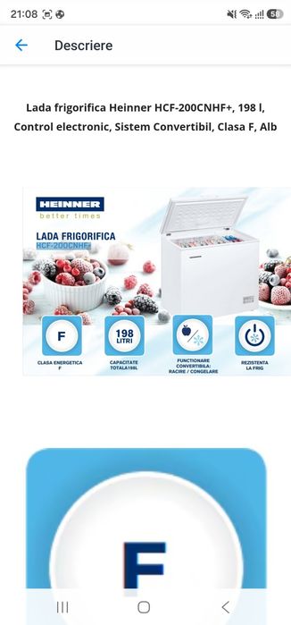 Lada frigorifica Heinner