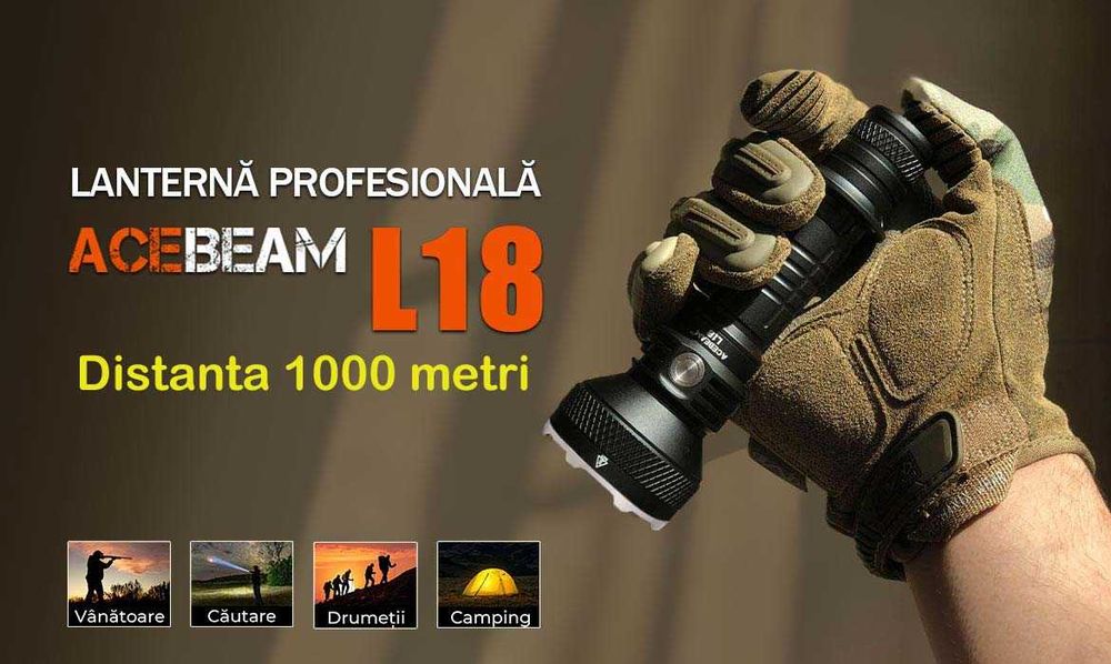 Lanterna profesionala vanatoare drumetii Acebeam L18, 1500 lm, 1000 m