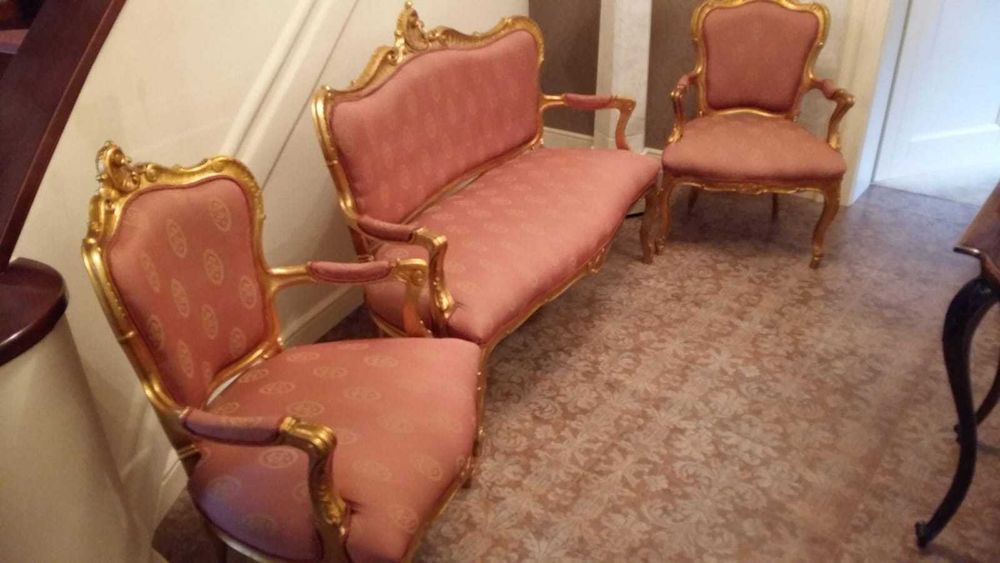 Set sase scaune, doua fotolii, un divan - mobila clasica, stil rococo