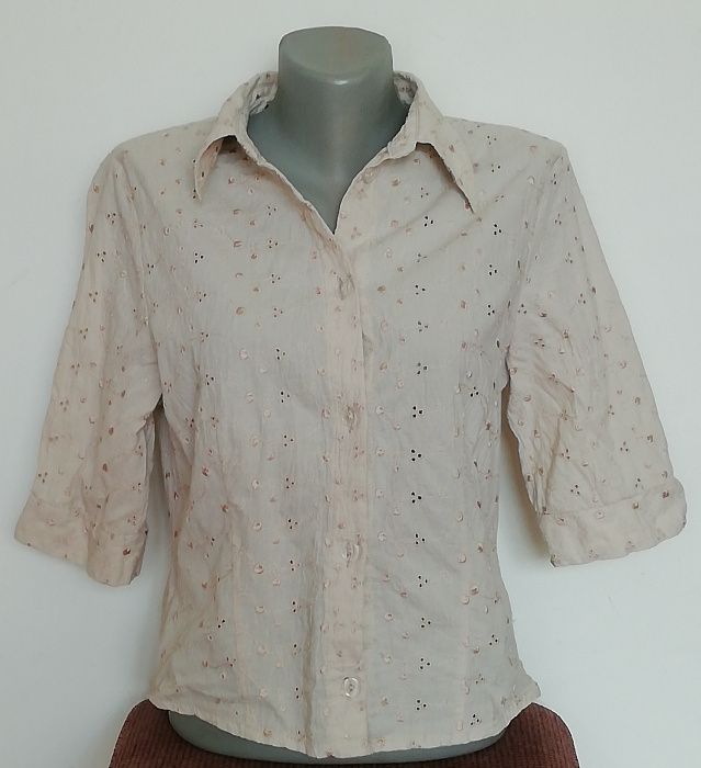 Дамски ризки с бродерия - бяла и бежова