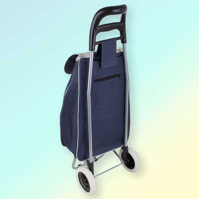 Пазарска чанта количка на колелца синя