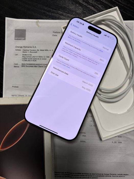 iPhone 16 Pro Max 256g Gold Auriu Neverlock Factura Garantie 2ani