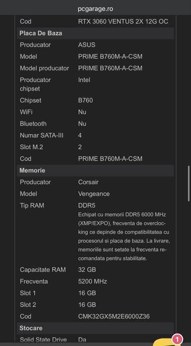 URGENT! PC Gaming/Workstation Full White – i5 12400F | RTX 3060 12GB | 32GB DDR5 | Garanție PC Garage