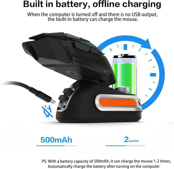Зарядна станция G-Power за безжична мишка Logitech G502 G502X Plus GPW G903 G703 с RGB осветление