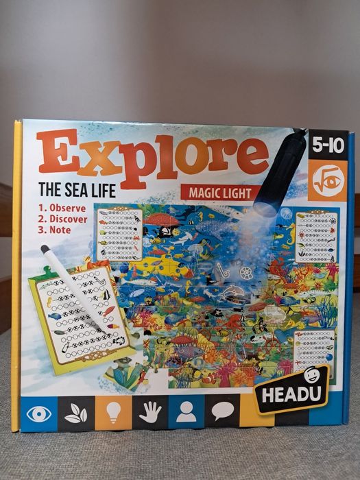 Joc educativ  HEADU S.T.E.A.M. -  Explore The Sea Life cu lanterna UV