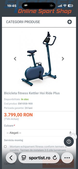 Bicicleta Fitness Kettler hot ride plus stone