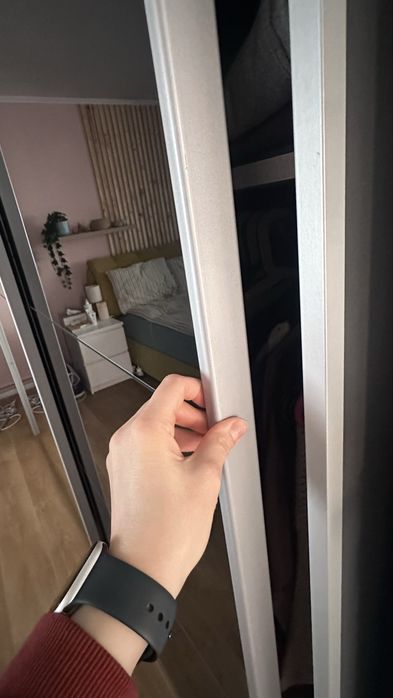 Vand doua usi glisante cu sticla neagra 224 cm/92 cm