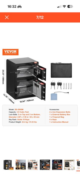 Seif vevor cu dou uşi