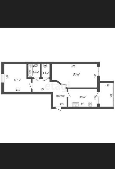 2-комнатная квартира, 57 м², Гастелло
