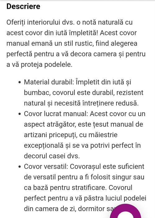Covor iuta rotund
