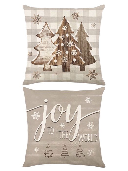 Декоративные наволочки с новогодним принтом 45×45 см (2 штуки)
