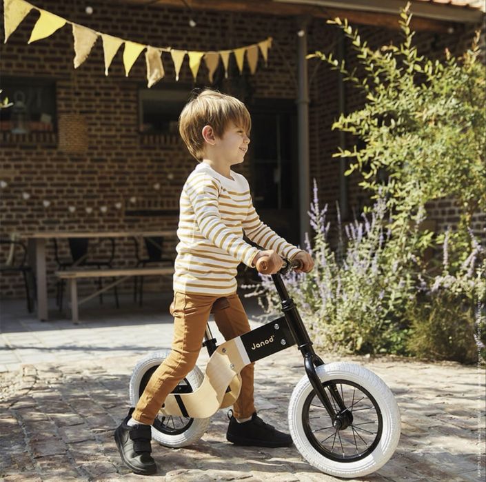 Велосипед без педали Janod - Deluxe balance bike, Дървен, Кафяв/Бежов