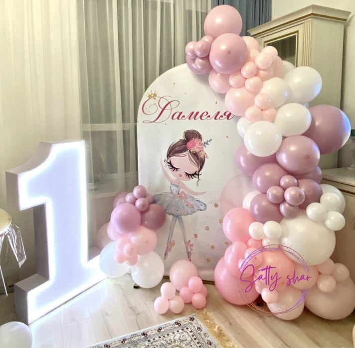 Фотозона оформление шарами баннер