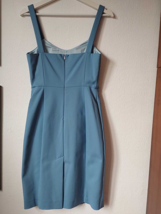 Дамска официална рокля - гълъбово синьо