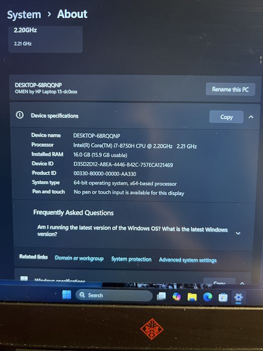Laptop Hp OMEN 15 i7 8750H 144Hz Gtx 1060 6Gb