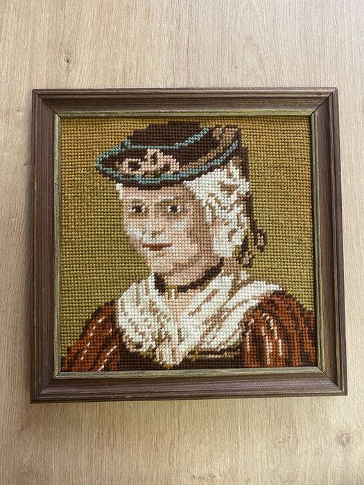 Tablou goblen in rama (moș si babă)