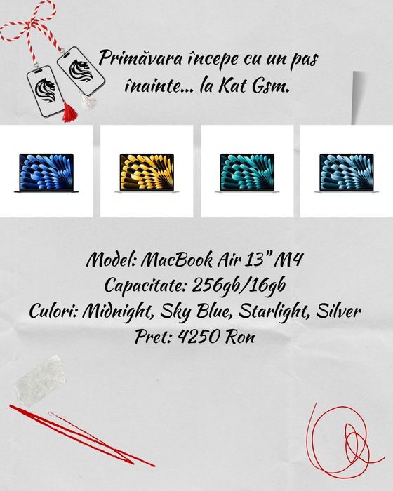 MacBook Air 13 M4 256gb/16gb Sky Blue/Midnight/Starlight/Silver Noi