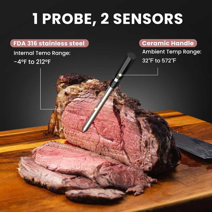 Termometru Carne Wireless IDIAK CP10 - 150m Bluetooth - Roz