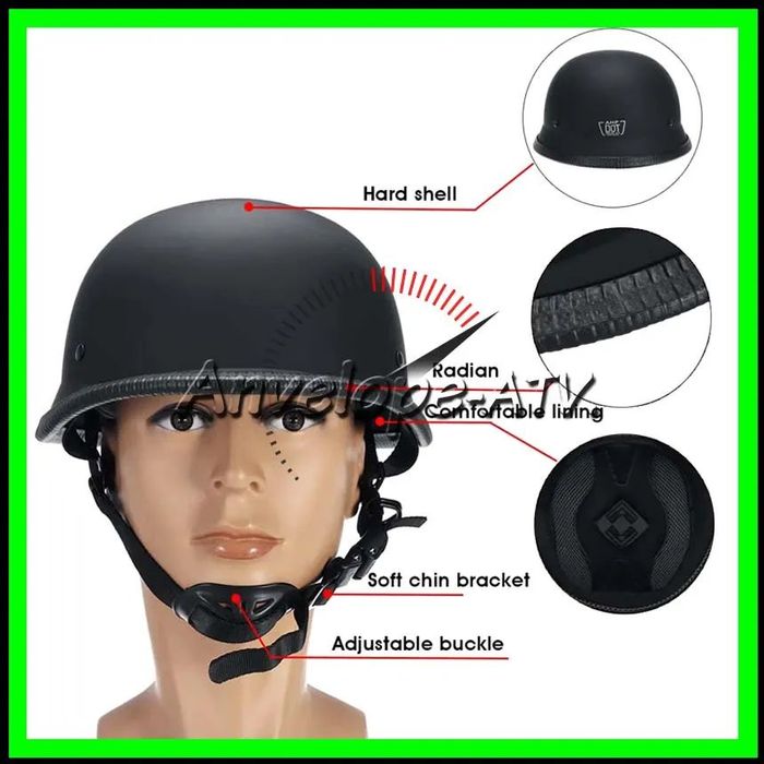 Casca moto Chopper Nazy WW2 Nazist German - Negru Mat - M, L, XL