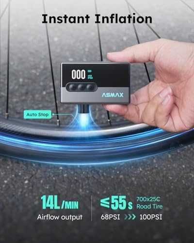 Нова Преносима електрическа помпа за колело гуми 120 PSI с манометър