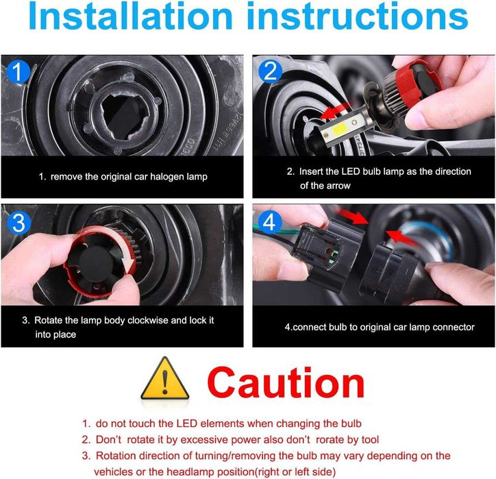 H7 LED крушки за фарове 6000K HI Beam 55W 8000 лумена