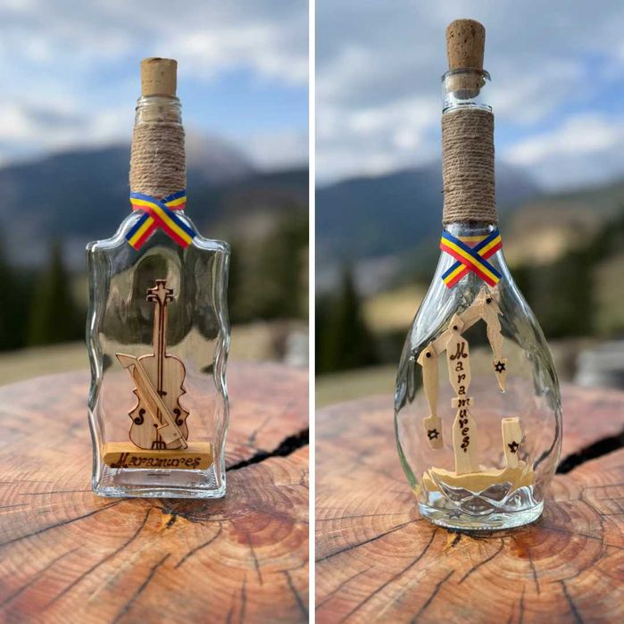 Sticle artizanale tuica/palinca personalizate cu nume – lemn de dud, cadou tradițional