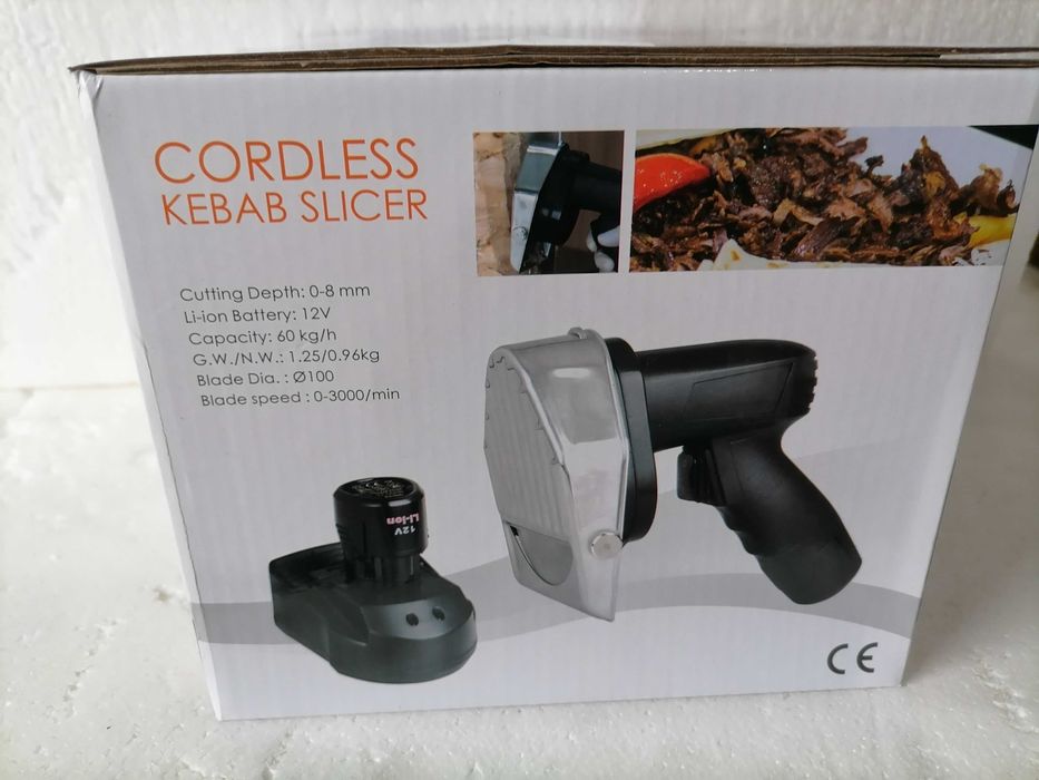 Акумулаторен нож за дюнер обурудване,  -резервни зарядно и батерий