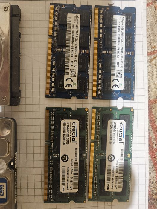 Lot 4 memorii laptop de 8gb ddr3 si 2 HDD laptop de 1 Tera  100% viata