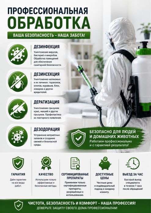 Обработка от тараканов и клопов Талгар Бесагаш Туздыбастау