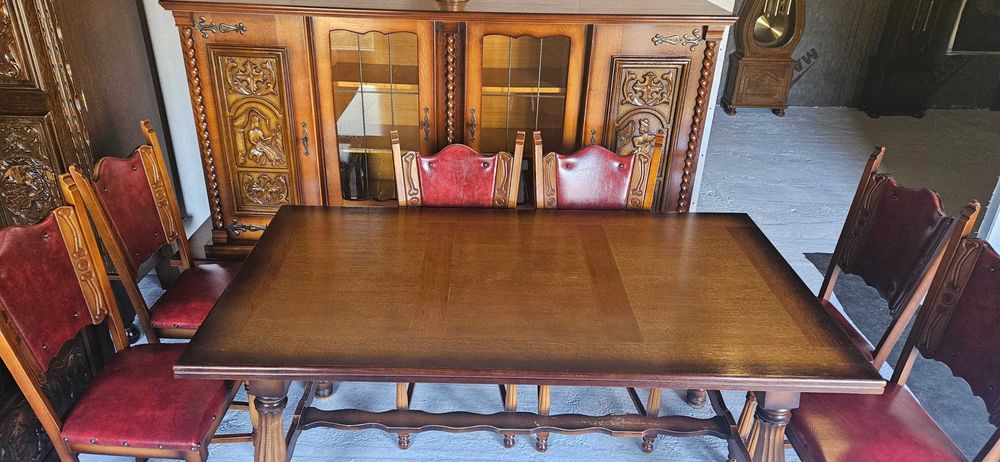 Mobila rustica servanta ,masa cu 6 scaune