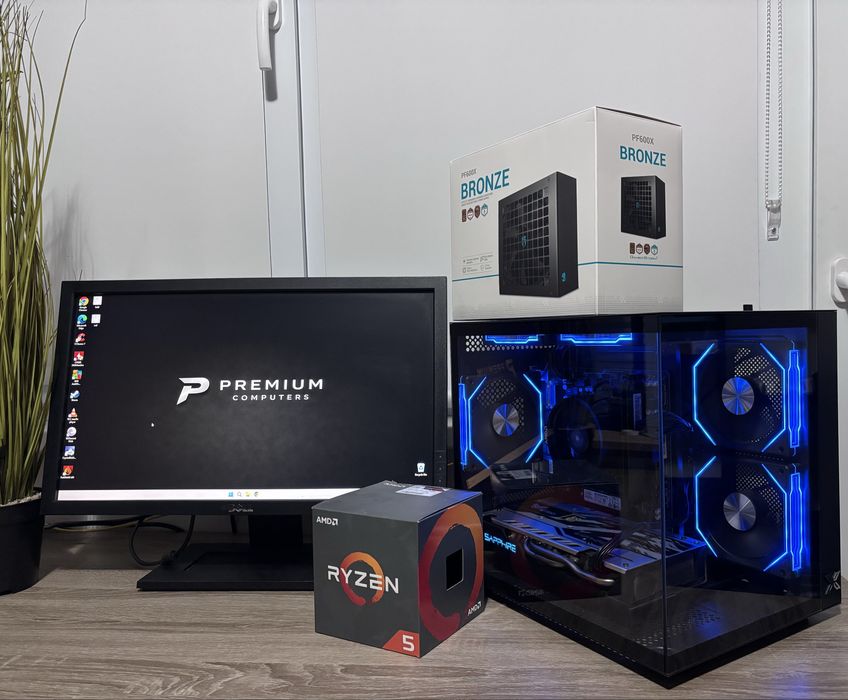 Геймърски компютър Ryzen 3600/RX580 8GB/16 Ram/512GB ssd nvme/1TB HDD/600W Bronze + Монитор DELL 21.5"