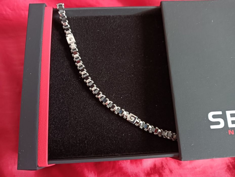 Bratara SECTOR inox si ceramica barbati NOUA