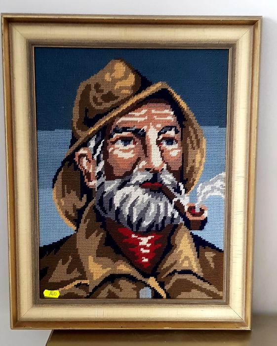 Tablou goblen vechi cu ramă din lemn