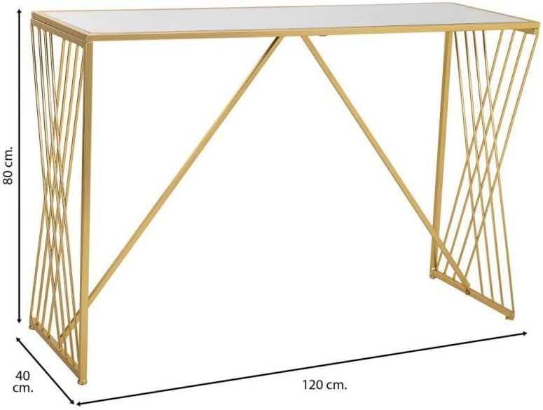 Masa de lucru funcțională și elegantă Consola metalica aurie cu oglinda Easy de Metal Auriu