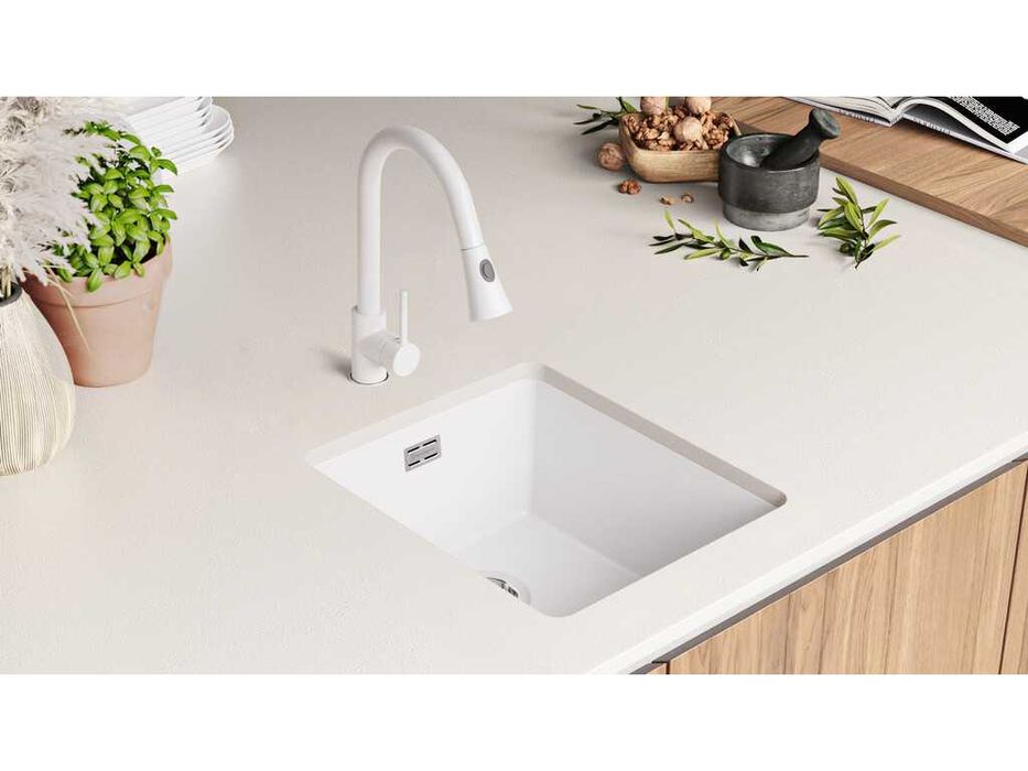 Кухненска Мивка от гранит за вграждане под плот Лондон 45  Бяла