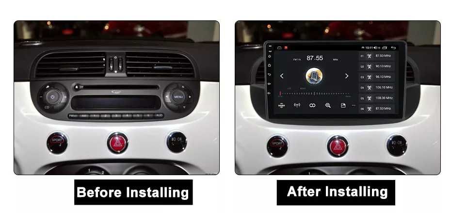 Navigatie Android 14 FIAT 500 1/8 Gb Waze CarPlay Android Auto Camera