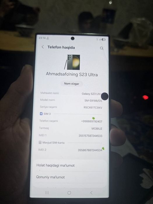 S23 ultra aybi rasmda dog bor ruchka ishlamedi