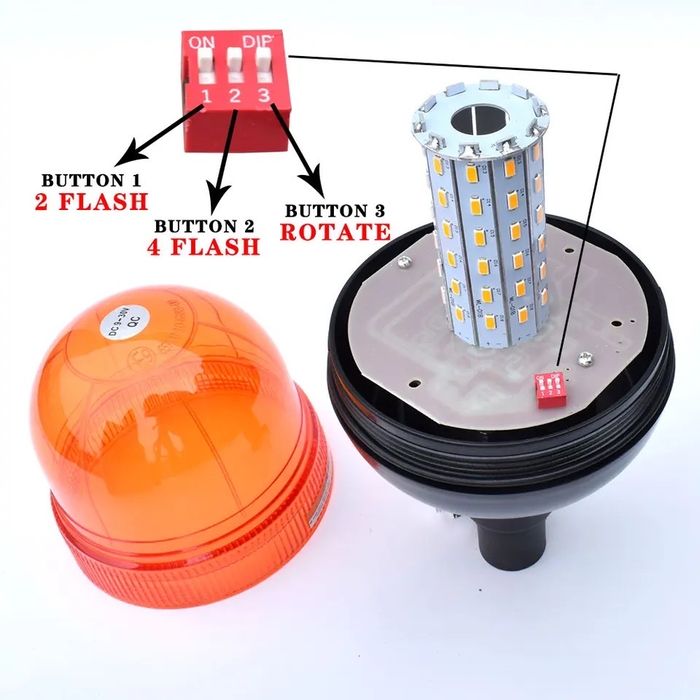 LED ЛЕД Аварийна Сигнална Лампа Авариен Буркан Маяк 12V 24V 80 Диода