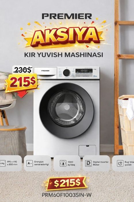 PREMIER 6 kg inventor/kir yuvish mashinasi/stiralka/стиральная машина/