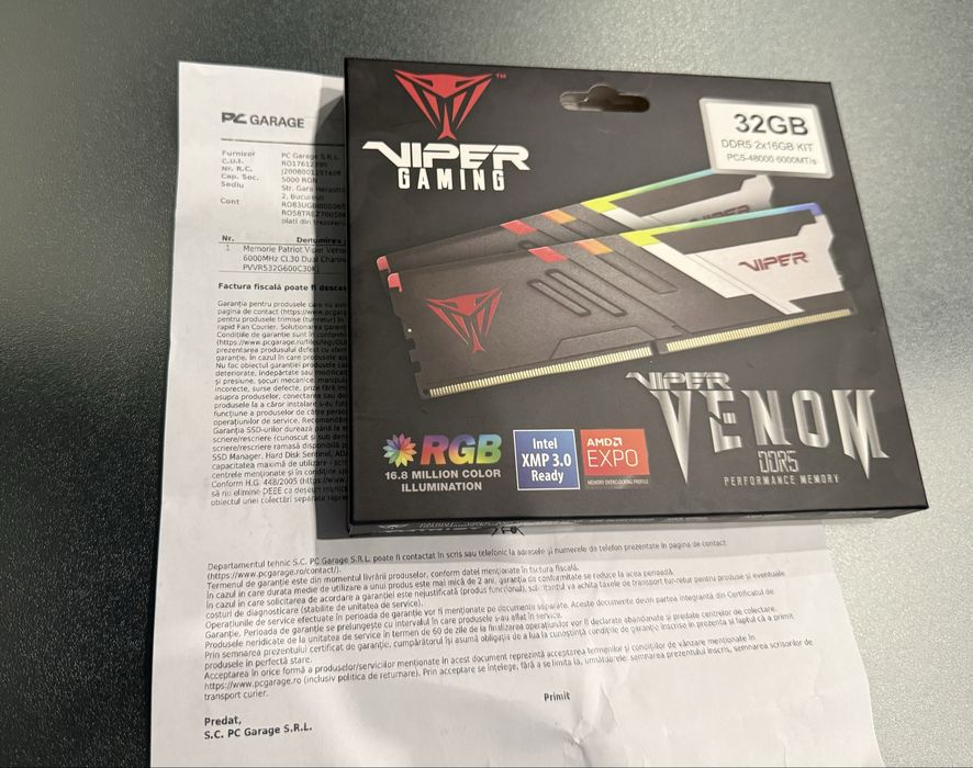 Kit Memorie RAM Patriot Viper Venom RGB 32GB (2x16GB) DDR5 6000MHz CL30, Sigilat