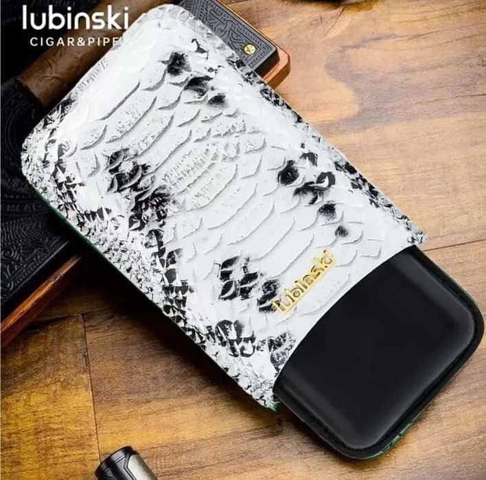 Lubinski кожен калъф за 3 пури, кожа тип питон