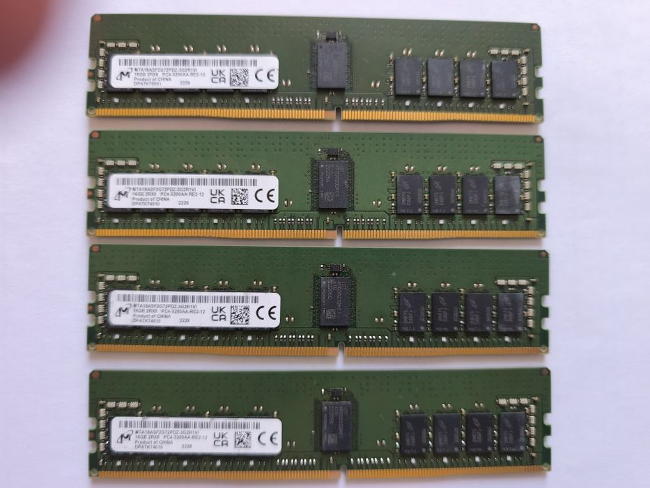 4× 16GB Micron DDR4-3200 ECC RDIMM – 64GB Total – Server / Workstation