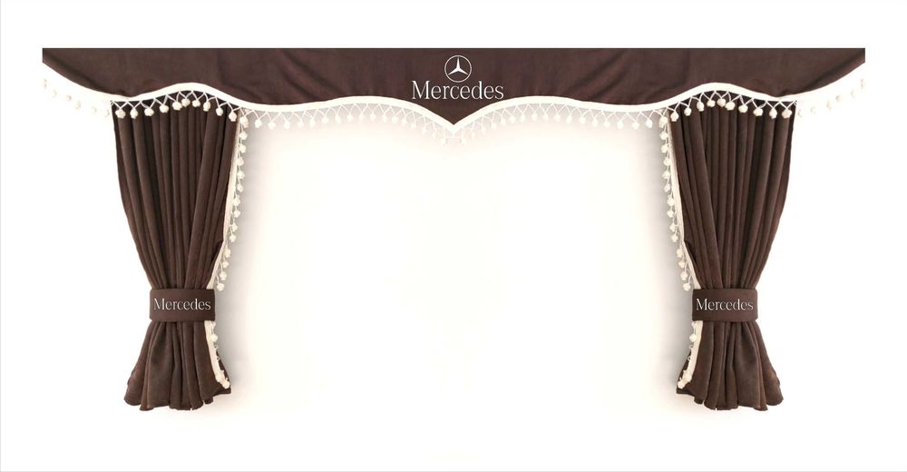 Комплект пердета за камион + кукички кафяви с бежови пискюли